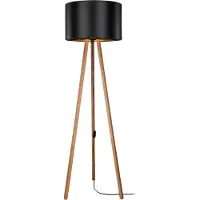 Lux.pro Stehlampe Keynes 1 x E27 Stehleuchte für Wohnzimmer Dreibein Holz Standleuchte Bambus-Optik Schwarz