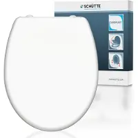Schutte WC Sitz WHITE, Duroplast Toilettendeckel mit Absenkautomatik und Schnellverschluss