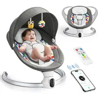 StarTech.com Elektrische Babywippe - Babywiege - App & Fernbedienung - 5-Punkt-Gurt - 3 Timer - Bis 10 kg - 0–12 Monate - Dunkelgrau
