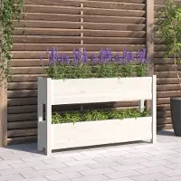 vidaXL "Rabatt" Pflanzkübel modernem Design - Blumentopf/Pflanzkasten - Weiß 112x25x66 cm Massivholz Kiefer - Beete CC22037