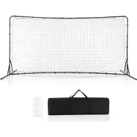 Costway Fußballtor für Kinder, 372,5 x 182,5 cm Fussballtore für Garten, Fussballtor mit Tragetasche Schwarz