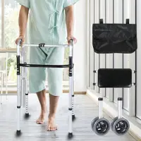 Fiqops Faziango Leichtgewicht Rollator mit Sitz faltbar - Höhenverstellbarer Aluminium Gehwagen für Senioren - Rutschfeste Gehhilfe mit werkzeugloser Montage