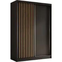AX Living Cabinio Kleiderschrank 150 cm Schwarz mit Artisan Lamellen