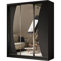 Beautysofa Schwebetürenschrank VOX 180 cm – Kleiderschrank mit Spiegel & Schiebetüren (Schwarz)