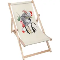 Dreamroots Liegestuhl klappbar Holz, Buchenholz bis zu 130 kg, Sonnenliege klappbar mit 3-stufiger Neigungsregulierung der Rückenlehne, Antique Parrot