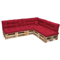 Pokar Palettenkissen mit schöner Steppung Auflage Palettensofa, Größe:8er Set, Farbe:Rot