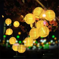 Salcar 30 Laterne LED Batterie 10m Lichterkette Kugel Laterne 8 Lichtmodi Gartenleuchten Außen Garten Party Deko