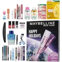 Maybelline New York Adventskalender 2025 mit 31 Türchen, 26 Originalprodukten & 5 Goodies, inkl. 2 Sky High Mascara & 4 Garnier Skincare Highlights