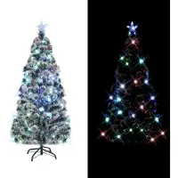 Syfax Vorbeleuchteter Weihnachtsbaum mit Ständer und LED 150 cm Glasfaser