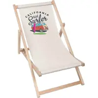 Dreamroots Liegestuhl klappbar Holz bis zu 130 kg, Sonnenliege klappbar mit 3-stufiger Neigungsregulierung der Rückenlehne, California Surfer