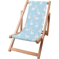 Dreamroots Kinder Liegestuhl klappbar Holz bis zu 130 kg, Sonnenliege klappbar mit 3-stufiger Neigungsregulierung der Rückenlehne, llama Blue