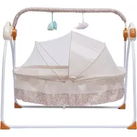 StarTech.com Elektrische Babywiege, Schaukelbett mit automatischer Schaukelbewegung, Timer & Bluetooth-Musik, Matte & Kissen, 5 Stufen, Khaki