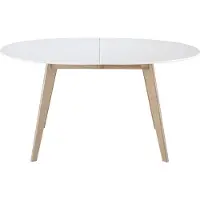 Miliboo - Tisch ausziehbar oval Weiß und helles Holz L150-200 LEENA