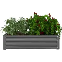 Fortuna Lai Hochbeet, Blumenkasten, Gemüsebeet, Pflanzkasten, Kräuterbeet für Garten, Terrasse, Balkon, Stahl, Hellgrau, 120 x 120 x 30 cm