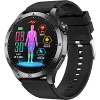 Douself ET485 Smartwatch, 1,43-Zoll-HD-Bildschirm, Gesundheitsüberwachung, IP68 wasserdicht, BT5.2, mehrere Sportmodi, Silikonarmband, Schwarz