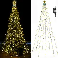 ROSNEK 3m LED Weihnachtsbaum Stern Lichterkette mit Timer und 8 Lichtmodi Christbaumbeleuchtung Lichternetz für Christbaum Weihnachten Party Deko