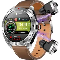 Douself T95 Smartwatch, Bluetooth-Headset, 2-in-1, 1,52-Zoll-Bildschirm, Sportuhr, Fitness-Tracker, Silikonarmband + Lederarmband, Silber