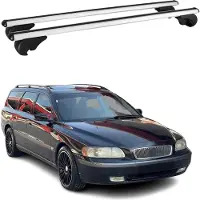 Omtec Dachträger Grundtäger für Volvo V70 XC70 1997-2000 75kg Aluminium Silber 2 tlg