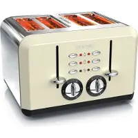 Arendo Toaster, 4 kurze Schlitze, für 4 Scheiben, 1630 W, Automatik, Edelstahl, Wärmeisolierendes Doppelwandgehäuse, beige