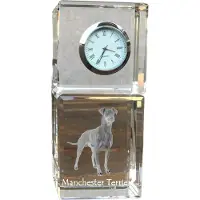 Art-Dog Manchester Terrier - Kristalluhr mit Foto, Hundebild im Kristall, personalisierte Schreibtischuhr von .
