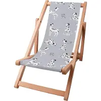 Dreamroots Kinder Liegestuhl klappbar Holz, bis zu 130 kg, Sonnenliege klappbar mit 3-stufiger Neigungsregulierung der Rückenlehne, Cartoon Dalmatian