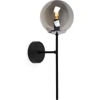 Light11 HOME Wandleuchte Siena Schwarz-Chrom 1-flammig Glas Rauchgrau E14