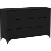 Beautysofa Kommode Home 120cm Schwarz, modernes Sideboard mit 6 Schubladen, Anrichte für Wohnzimmer, Schlafzimmer & Flur mit Griffen und Metallbeinen