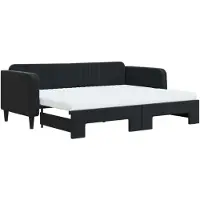 Syfax Tagesbett Ausziehbar mit Matratzen Schwarz 90x200 cm Samt