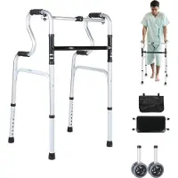 Jayseuw Leichtgewicht Rollator mit Sitz faltbar - Höhenverstellbarer Aluminium Gehwagen für Senioren - Rutschfeste Gehhilfe mit werkzeugloser Montage