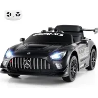 Costway Mercedes AMG Elektroauto Kinder, 12V elektrisches Kinderauto mit Fernbedienung, 3 Geschwindigkeiten, LED-Lichter&Musik für Kinder 3+Schwarz