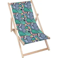 Dreamroots Liegestuhl klappbar Holz bis zu 130 kg, Sonnenliege klappbar mit 3-stufiger Neigungsregulierung der Rückenlehne, Toucan Bird Tropical