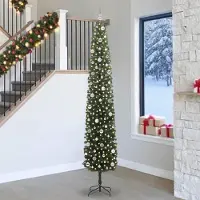 vidaXL "Schlussverkauf" Künstlicher Weihnachtsbaum(1 pc) - Kunstbaum/Tannenbaum - mit 300 LEDs mit Ständer Grün 270 cm C7303