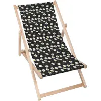 Dreamroots Liegestuhl klappbar Holz, Buchenholz bis zu 130 kg, Sonnenliege klappbar mit 3-stufiger Neigungsregulierung der Rückenlehne, Daisy Black
