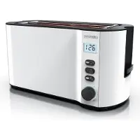 Arendo Toaster, 2 lange Schlitze, für 4 Scheiben, 1500 W, Langschlitz, Brötchenaufsatz, Wärmeisolierendes Gehäuse, Display, weiß