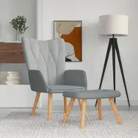 Prolenta Maison Exclusive - Relaxsessel mit Hocker Hellgrau Stoff