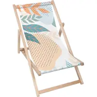 Dreamroots Liegestuhl klappbar Holz, Buchenholz bis zu 130 kg, Sonnenliege klappbar mit 3-stufiger Neigungsregulierung der Rückenlehne,Abstract Floral