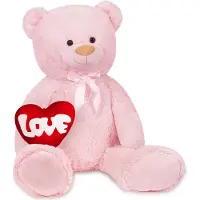 Ed Brubaker XXL Teddybär 100 cm mit Herz "Love" und Schleife - Teddy Stofftier Plüschtier Kuscheltier Groß, Rosa