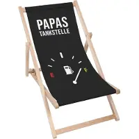 Dreamroots Liegestuhl klappbar Holz, bis zu 130 kg, Sonnenliege klappbar mit 3-stufiger Neigungsregulierung der Rückenlehne, Papas Tankstelle
