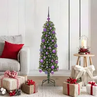 vidaXL "Schlussverkauf" Künstlicher Weihnachtsbaum(1 pc) - Kunstbaum/Tannenbaum - mit 150 LEDs mit Ständer Grün 120 cm C7283