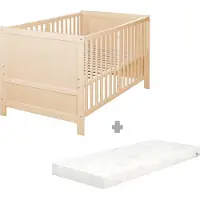 Roba Babybett EASY SLEEP 70 x 140 cm inkl. Umbauecken + Matratze safe asleep Roll Air - Mitwachsendes Gitterbett 3-fach höhenverstellbar