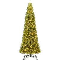 Costway 360 cm Künstlicher Weihnachtsbaum, Tannenbaum mit Beleuchtung, 1030 warmweißen LED-Lichtern & 2536 PVC Zweigspitzen, Christbaum groß