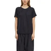 Comma Kurzarmbluse Sommerbluse mit gerafftem Rundhals