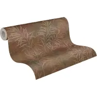 A.S. Création Vliestapete "Terra Tapete Floral Blätter" gemustert matt neutral strukturiert Landhaus-Tapete Natur Metallic Tapeten Wohnzimmer Schlafzimmer Küche