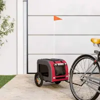 vidaXL Möbel Fahrradanhänger Hunde Rot und Grau Oxford-Gewebe und Eisen - Fahrradanhänger &22621
