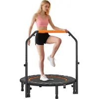 HOMCOM 102 cm Faltbarer Fitness-Rebounder, Fitness-Trampolin mit Haltegriff