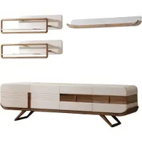 Xl Moebel Gmbh Weiße Wohnzimmer Wohnwand Designer Lowboard 2x Regale Holz Möbel 4tlg