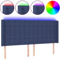 Syfax LED Kopfteil Blau 203x16x118/128 cm Stoff