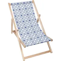 Dreamroots Liegestuhl klappbar Holz, Buchenholz bis zu 130 kg, Sonnenliege klappbar mit 3-stufiger Neigungsregulierung der Rückenlehne, Tiles