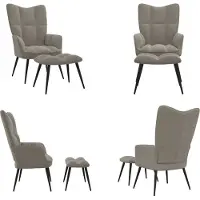 vidaXL Relaxsessel mit Hocker Hellgrau Samt - Relaxsessel - Sessel - Armsessel - Relaxstuhl
