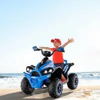 Costway 12V Elektro Kinderquad mit Musik, Hupe & LED Scheinwerfer, 2,2-4,3 km/h für Kleinkinder ab 3 Jahre (Blau)